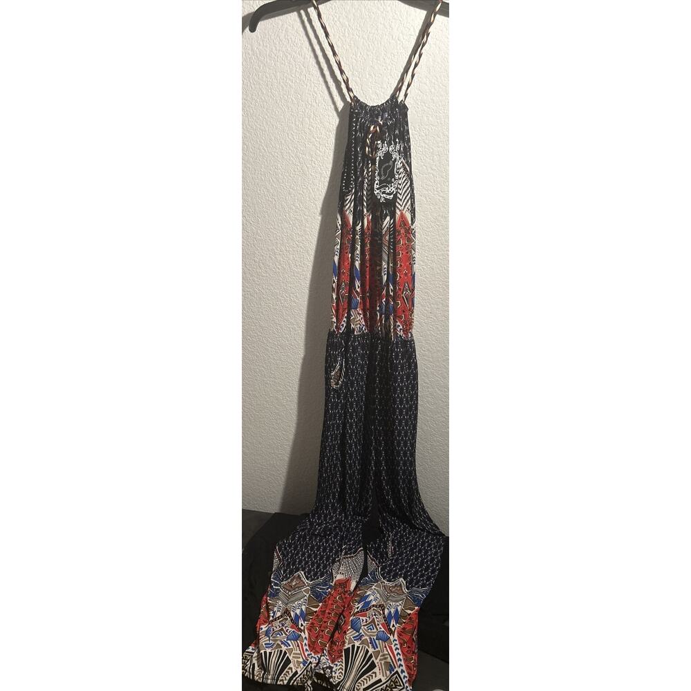 Women’s Hots Wings One Piece Pants Blue Multi Color With Pockets Medium Nwt